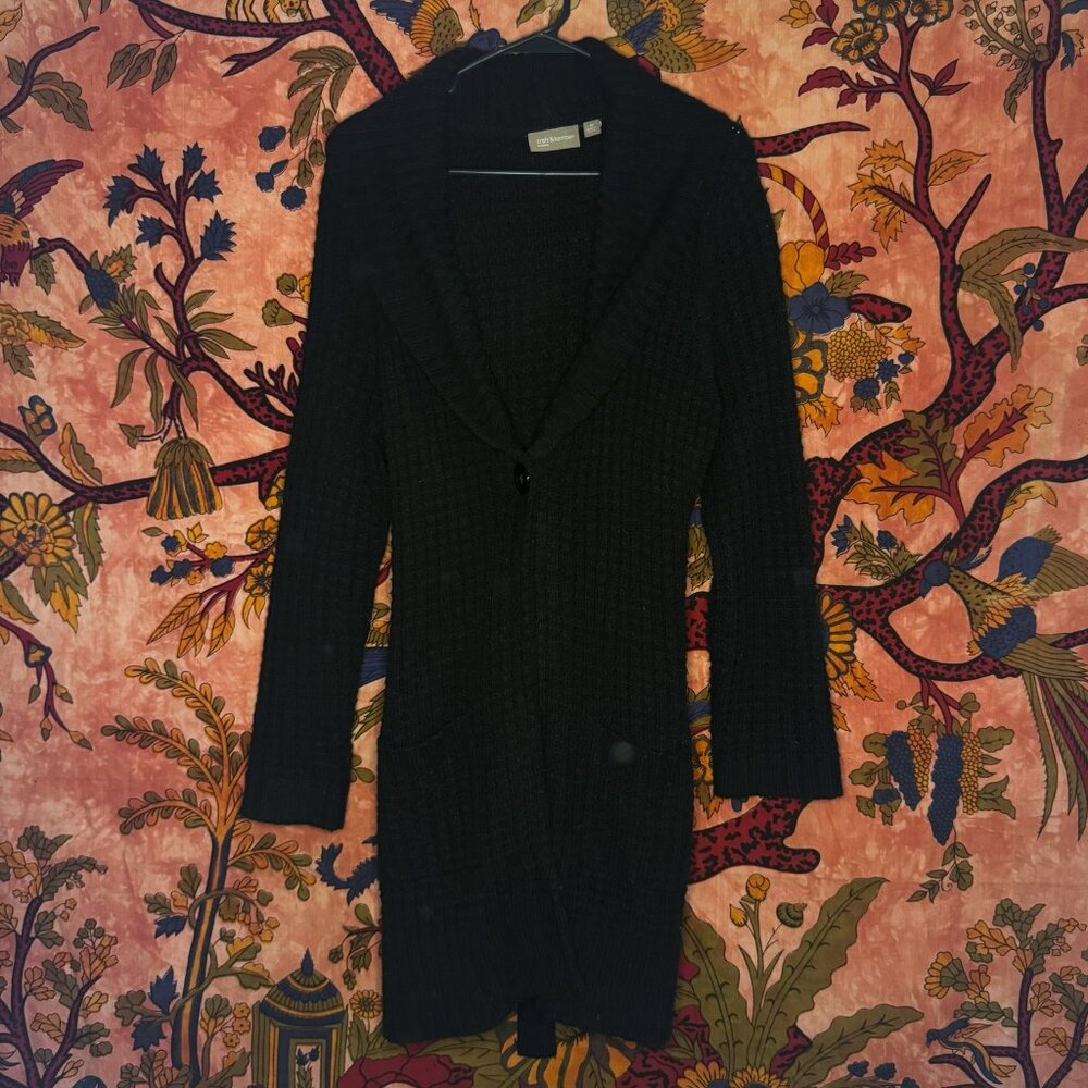 Long Black Knit Cardigan Sweater